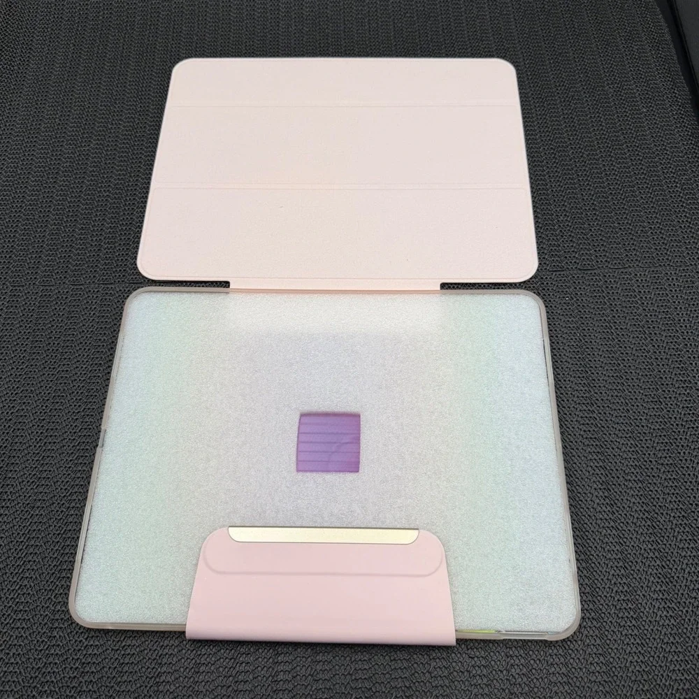 Holographic Rainbow Iridescent Tablet Case Pink Trifold Stand Cover 11 x 8.5